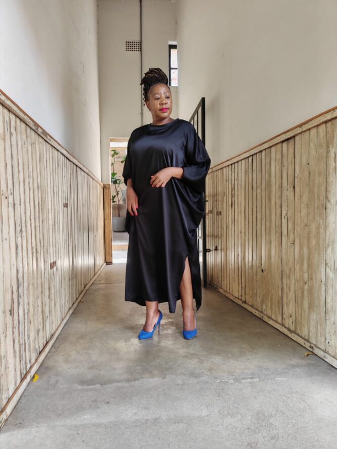 Black Satin Cube Dress