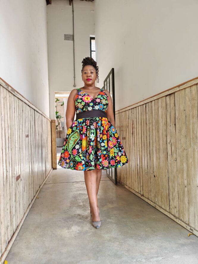 Multi-colored African Print Dress - Image 2