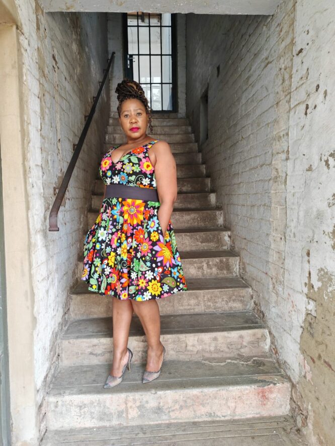Multi-colored African Print Dress - Image 3