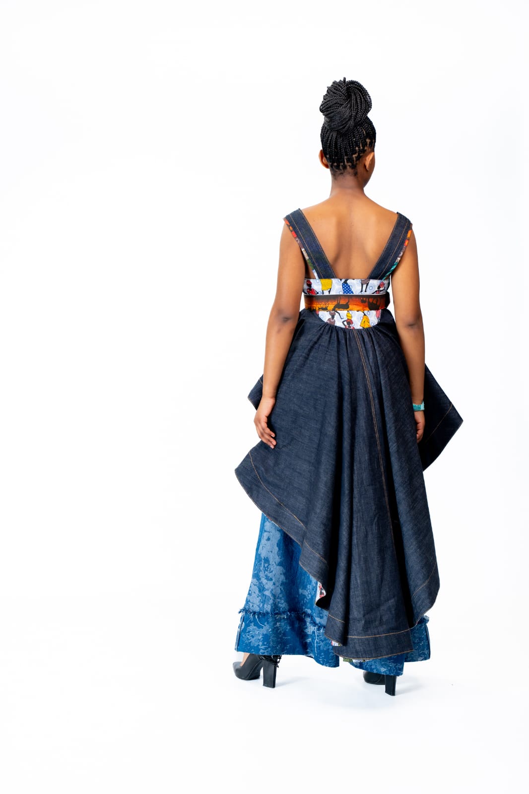 Denim and shweshwe fusion kimono - Image 2