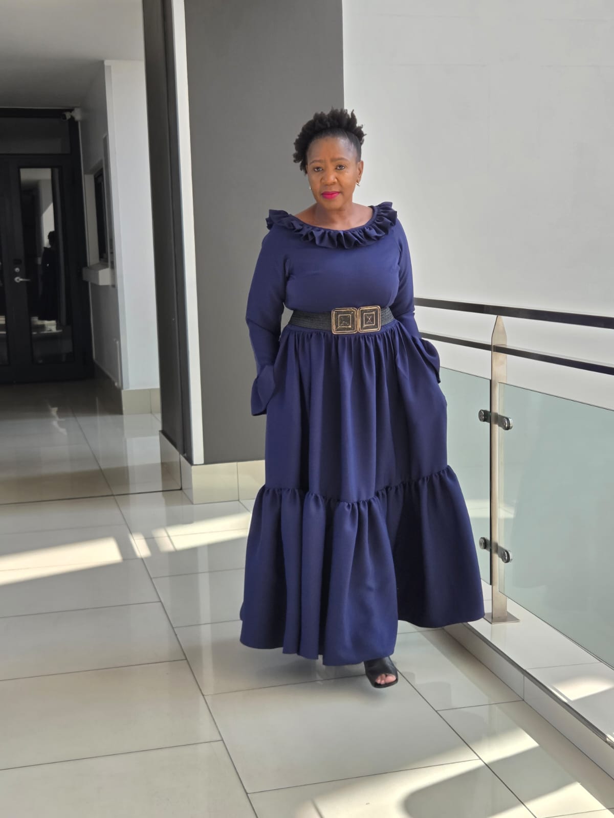 Light navy frilled dress