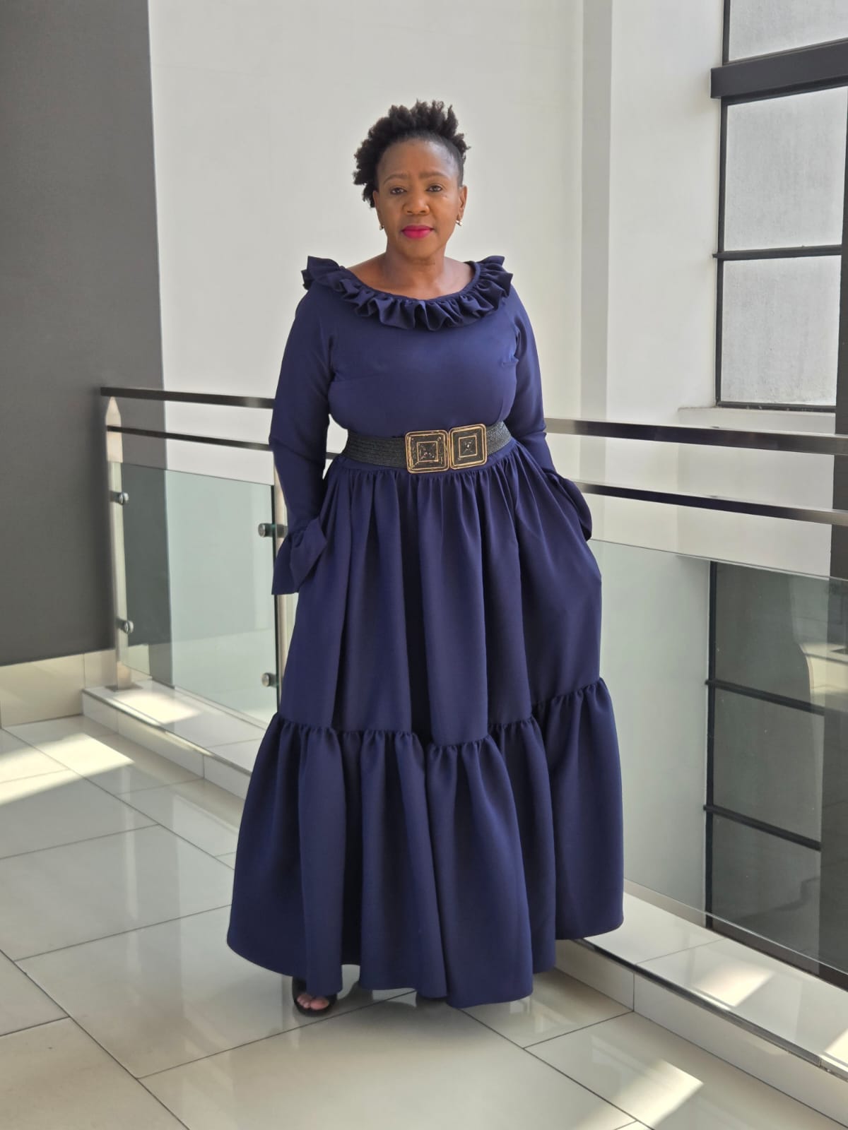 Light navy frilled dress - Image 4