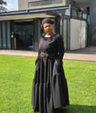 High low feather dress